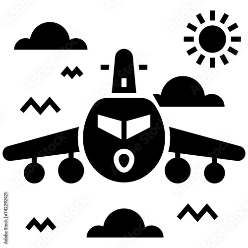 Airplane solid icon design 