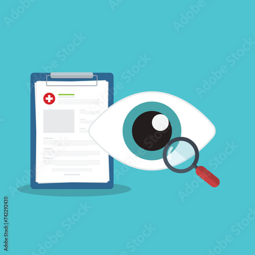 Eyesight medical consultation. Optometry. Eye protection. Ophthalmology vector illustration.	