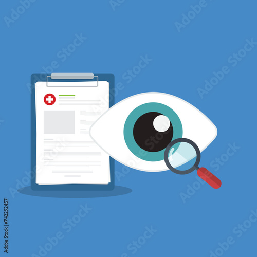 Eyesight medical consultation. Optometry. Eye protection. Ophthalmology vector illustration.	