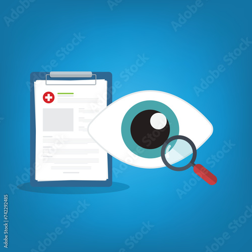 Eyesight medical consultation. Optometry. Eye protection. Ophthalmology vector illustration.	