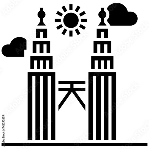 Twin tower glyph icon vector 