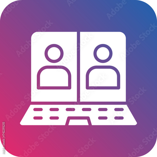 Meeting on Laptop Icon Style