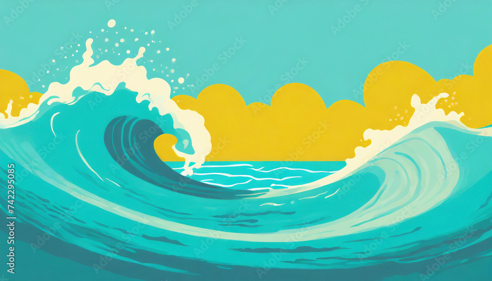 Turquoise Waters Golden Sky painting style Turquoise Waters Golden Sky painting style