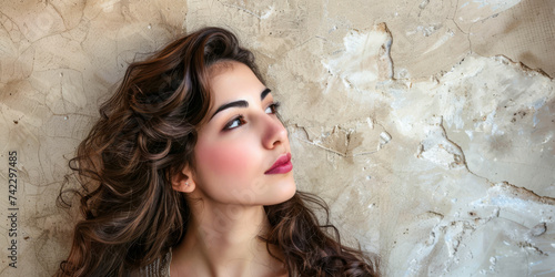 Beauty portrait of a young Armenian woman with copy space for text photo
