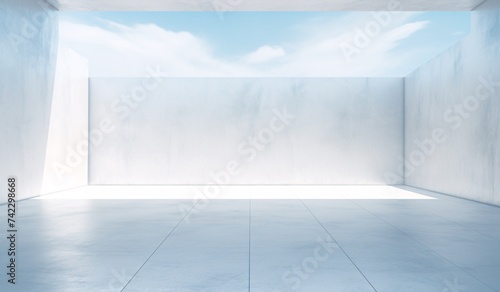 3D rendering of white interior space background for product display concept illustration