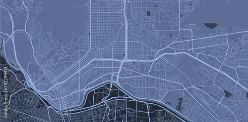 Blue El Paso map, United States, detailed municipality map, skyline panorama. Decorative graphic tourist map of El Paso territory. Vector illustration.