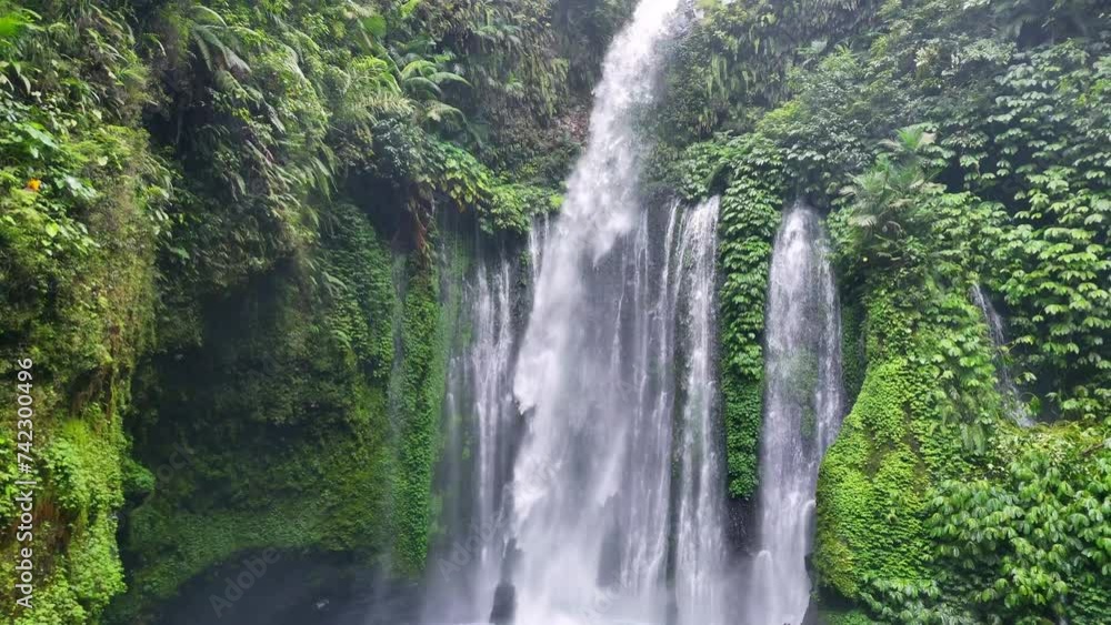 Aerial shot of Sendang Gile waterfall in Lombok - Indonesia. Aerial shot of Sendang Gile waterfall in Lombok - Indonesia.