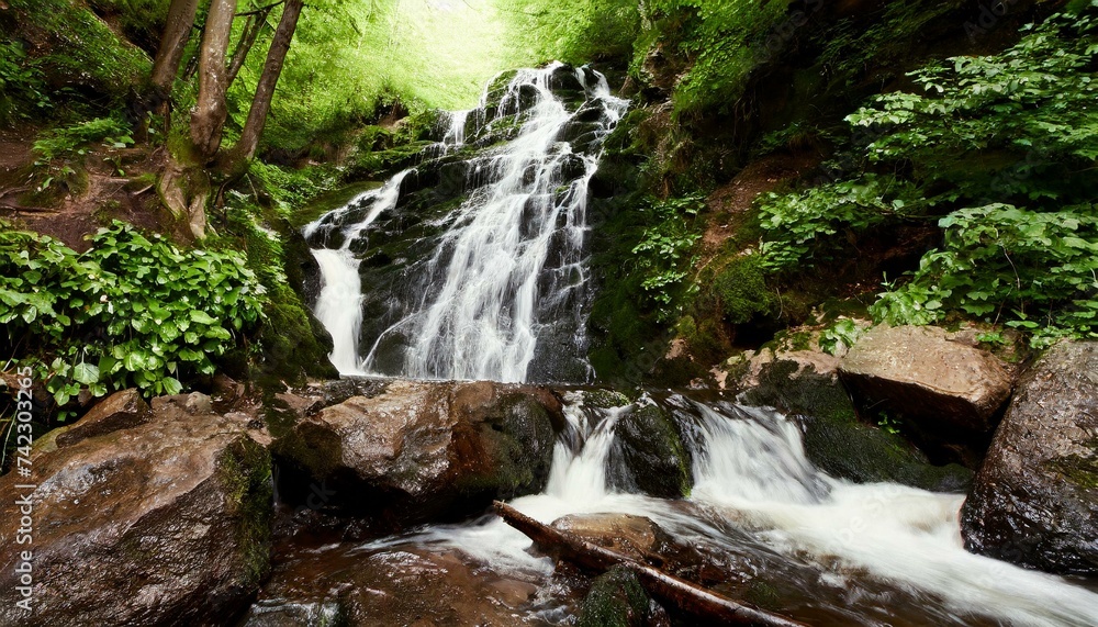 Mountain Majesty: Exploring the Pristine Waters of a Forest Waterfall Mountain Majesty: Exploring the Pristine Waters of a Forest Waterfall