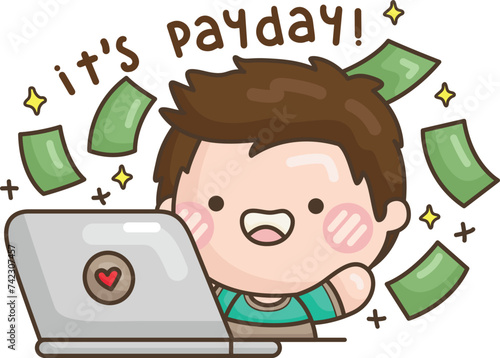 a vector of a guy having a payday