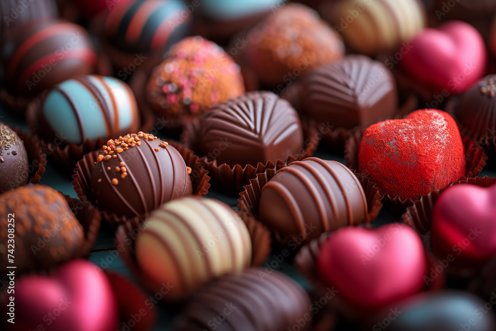 A set of different chocolates A set of different chocolates