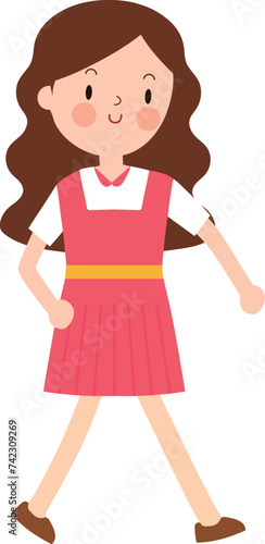 원피스 입은 귀여운 여자 캐릭터