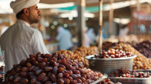 A display of dates in a Spice souk, Dubai, United Arab Emirates