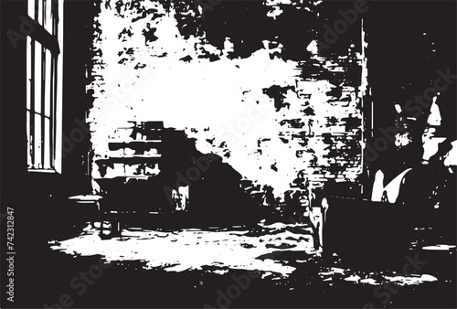 Old armchair in an old factory or warehouse.