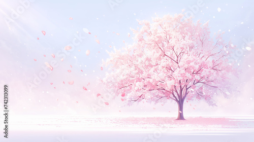 桜の花びらが舞い散るフレーム © Hiroyuki
