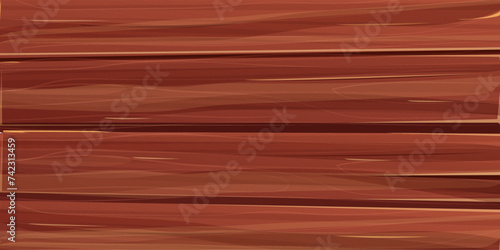 Dark wood desk, floor piece, horizontal textured surface wood comic background. Wall, panel for game, ui design