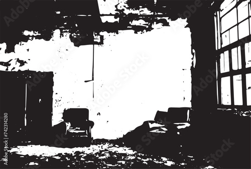 Old armchair in an old factory or warehouse.