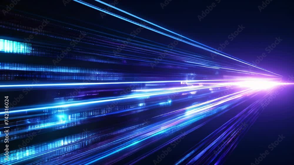 Accelerating streaks of light through cyberspace, with blue and pink rays converging towards a central point, expressing a sense of energy and speed.
Accelerating streaks of light through cyberspace, with blue and pink rays converging towards a central point, expressing a sense of energy and speed.