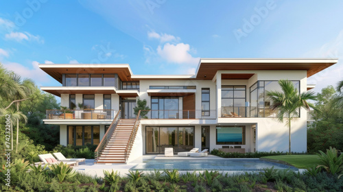Designed with coastal living in mind this modern home features an elevated structure for flood protection an open floor plan for breezy living and durable materials that can