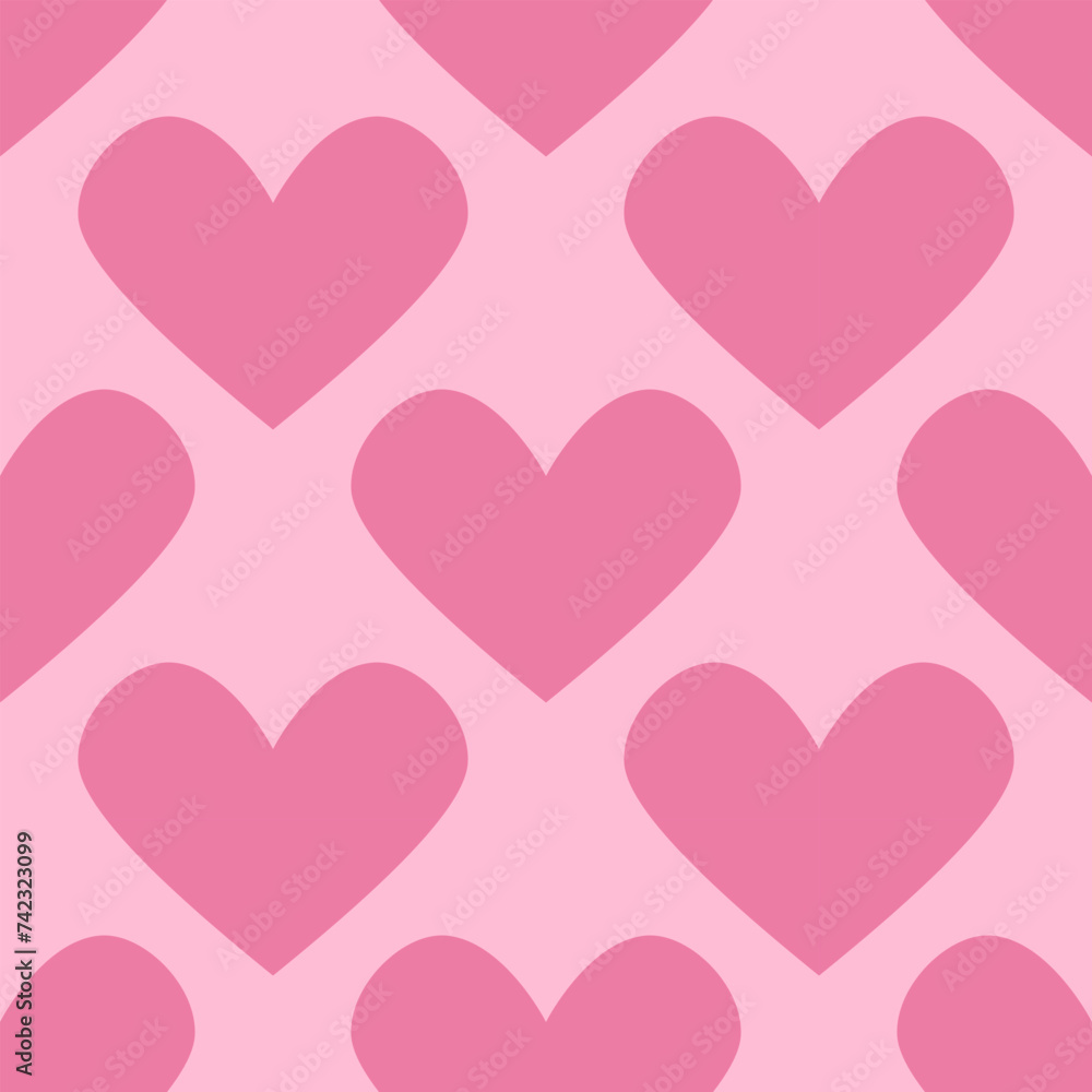 Pink Heart seamless pattern. Vector illustration in flat style. Valentine day texture. Love concept. Hand drawn heart in doodle style. Fabric with heart print. Pink Heart seamless pattern. Vector illustration in flat style. Valentine day texture. Love concept. Hand drawn heart in doodle style. Fabric with heart print.