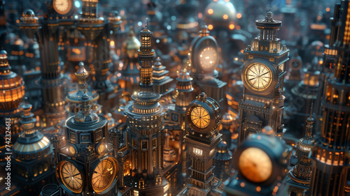 An intricate pocket watch city, where time is personalized for every individual, showcasing the uniqueness of their journey against the backdrop of a timeless skyline.