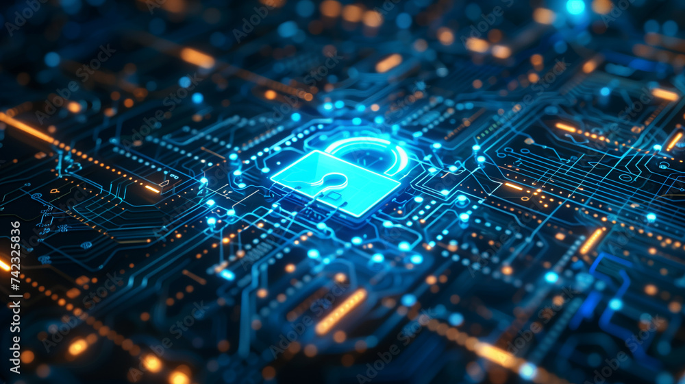 Cybersecurity lock circuit concept Cybersecurity lock circuit concept