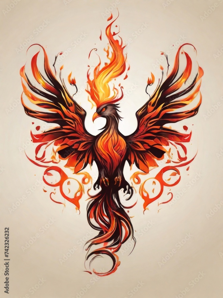 Naklejka premium Flying phoenix simple tattoo design