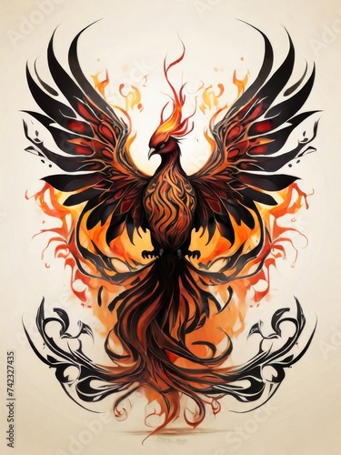 Flying phoenix simple tattoo design