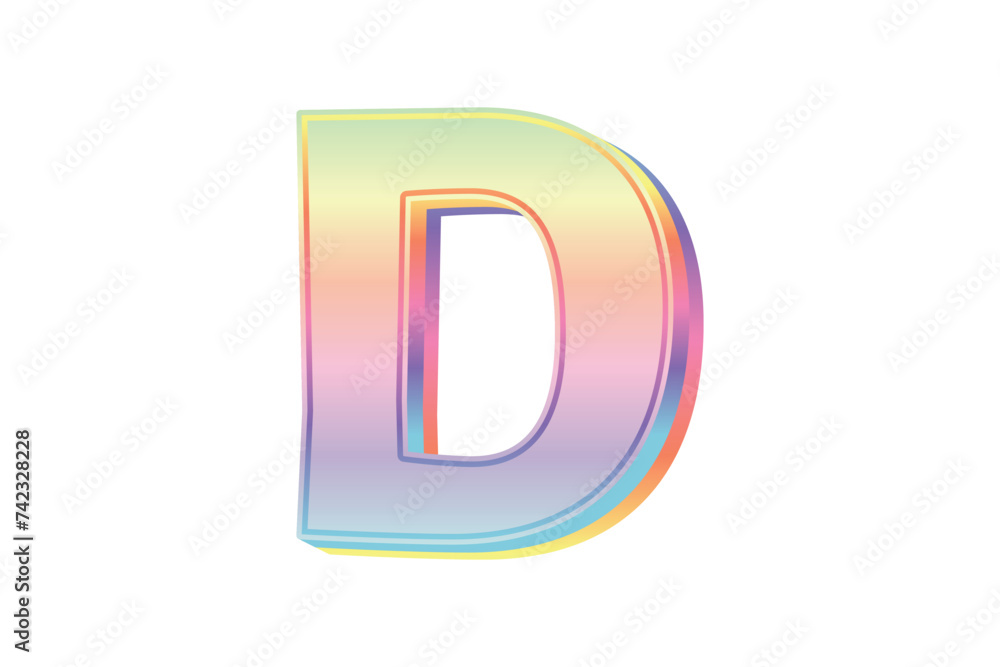 Alphabet Pastel Metallic Sticker Design Alphabet Pastel Metallic Sticker Design