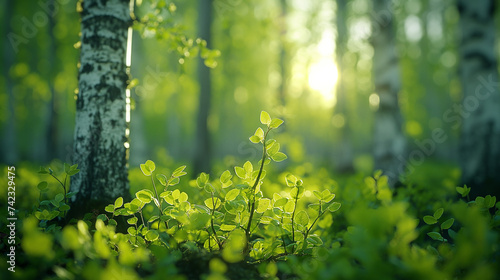 Morning in forest.