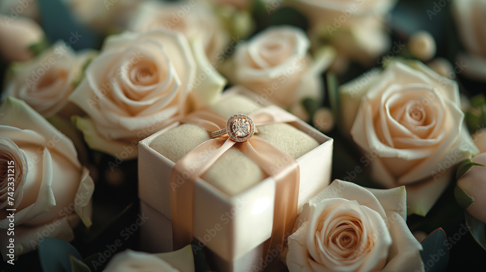 Bouquet of beige roses. Concept of wedding or anniversary Bouquet of beige roses. Concept of wedding or anniversary