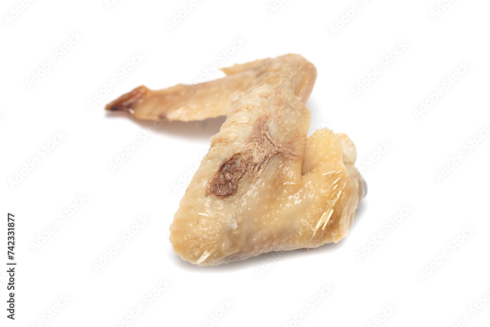piece of boiled meat on a white background piece of boiled meat on a white background