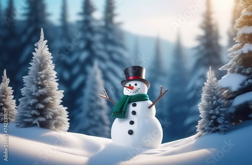 Christmas forest snowman banner  © Kseniya Ananko