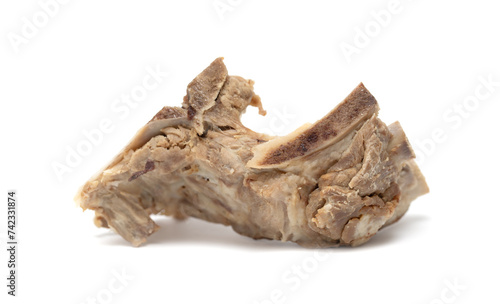 piece of boiled meat on a white background