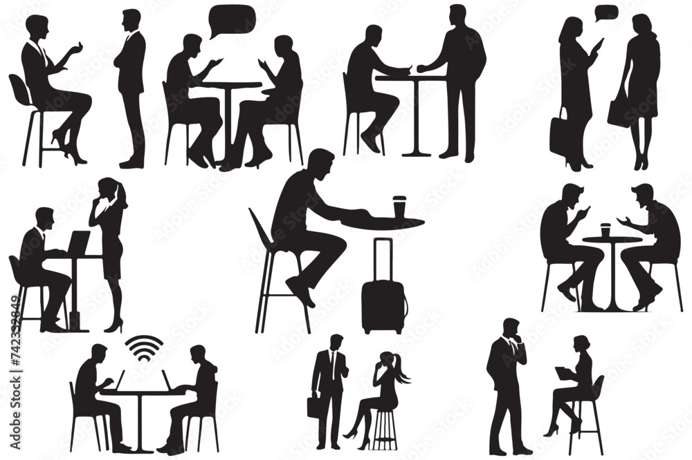 silhouettes of communication connection people vector illustration 
