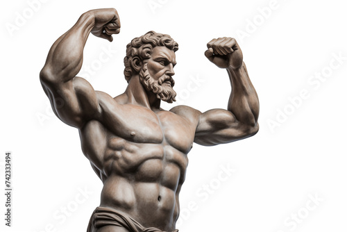 Greek sculpture of a bodybuilder on a white background