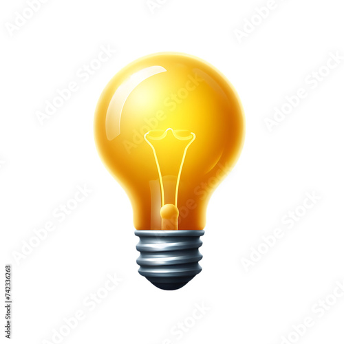 Light bulb icon 3d isolated on transparent background 