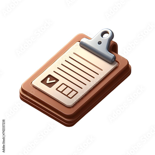 Clipboard icon 3d isolated on transparent backdrop 