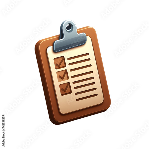 Clipboard icon 3d isolated on transparent backdrop 