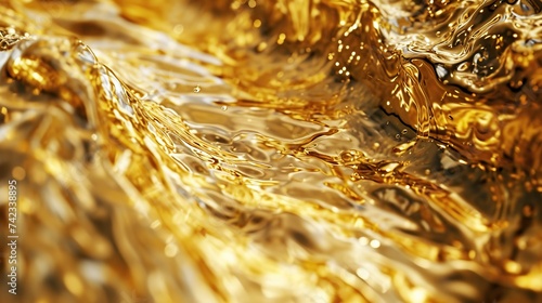 golden liquid texture as a background, close-up, macro