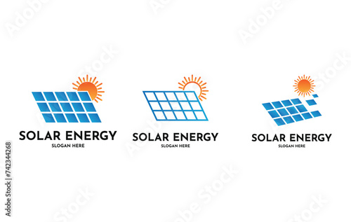 Solar panel logo design creative idea set collection