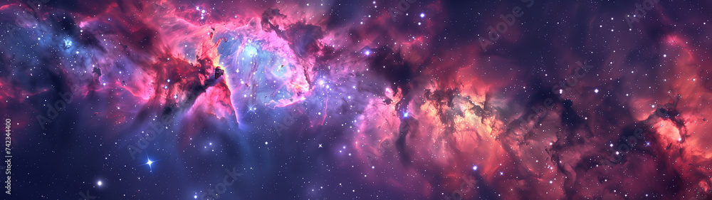 Galactic Brilliance: A Detailed Nebula Desktop Wallpaper - obrazy, fototapety, plakaty 