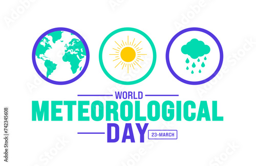 March is World Meteorological Day background template. Holiday concept. use to background, banner, placard, card, and poster design template with text inscription and standard color. vector