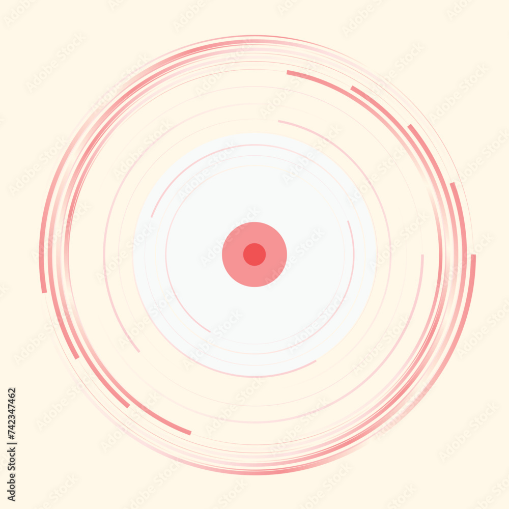 Spinning Peach Circle Lines with Center Core, Flat Styled Illustration Spinning Peach Circle Lines with Center Core, Flat Styled Illustration