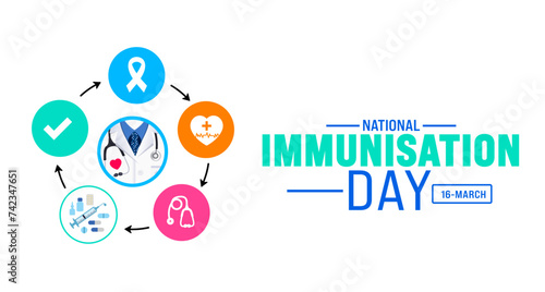 March is National Immunisation Day background template. Holiday concept. use to background, banner, placard, card, and poster design template with text inscription and standard color. vector