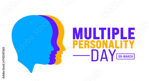 March is Multiple Personality Day background template. Holiday concept. use to background, banner, placard, card, and poster design template with text inscription and standard color. vector