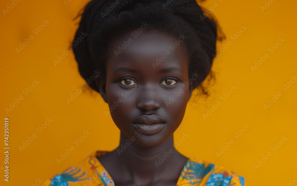 A portrait painting capturing a multiracial young girl with a surprised expression on her face A portrait painting capturing a multiracial young girl with a surprised expression on her face
