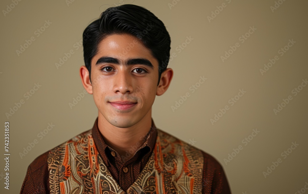 A man with a multiracial background wearing a brown shirt A man with a multiracial background wearing a brown shirt