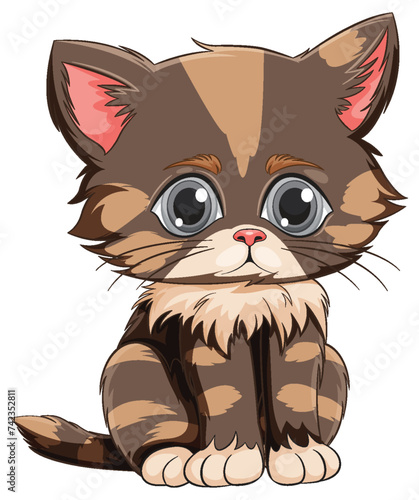 Cute brown tabby kitten with big eyes