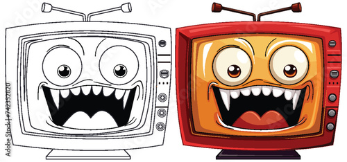 Two cartoon televisions with lively facial expressions