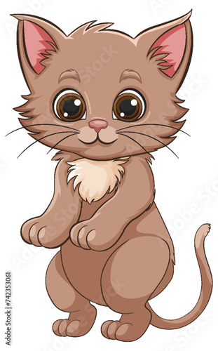 Cute, wide-eyed kitten with a playful stance.